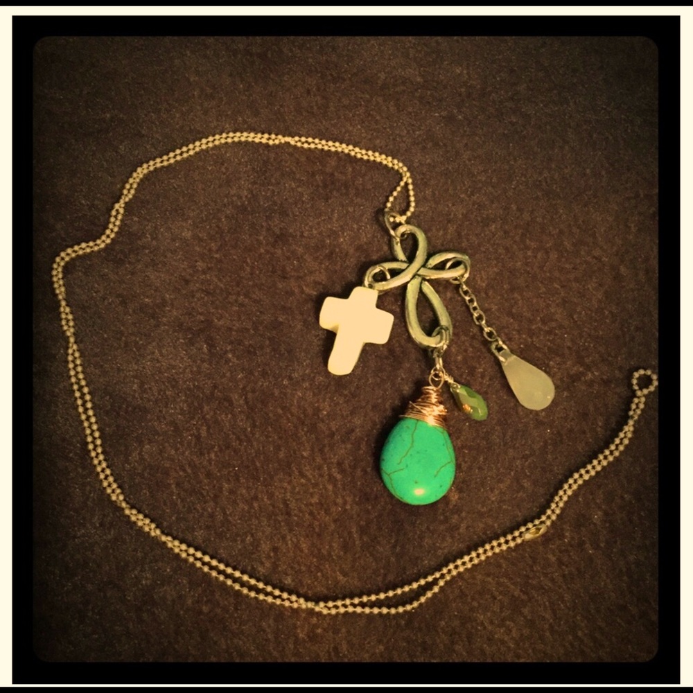 Moonstone and turquoise pendant